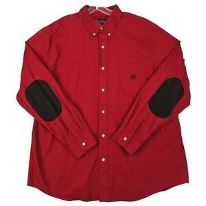 CHAPS ~Men's Size XXL/TTG~ Red Shirt Elbow Pads Classic Fit Shirt 100% Cotton.